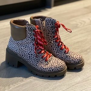 Women’s lace up leopard boots